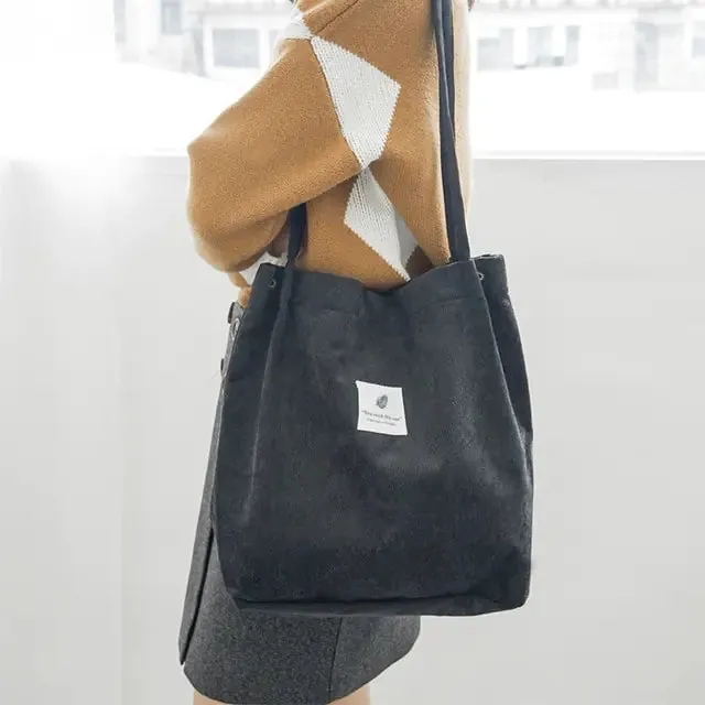 Corduroy Waterproof Shoulder Canvas Bags Women Durable materials