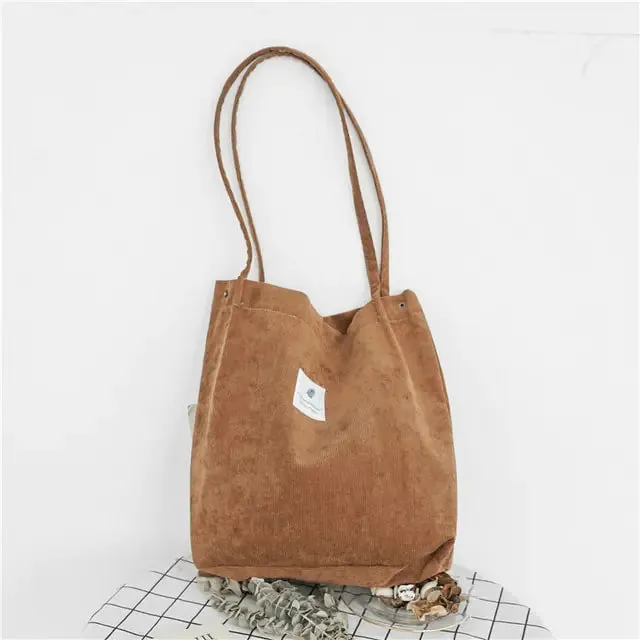 Corduroy Waterproof Shoulder Canvas Bags Women Durable materials