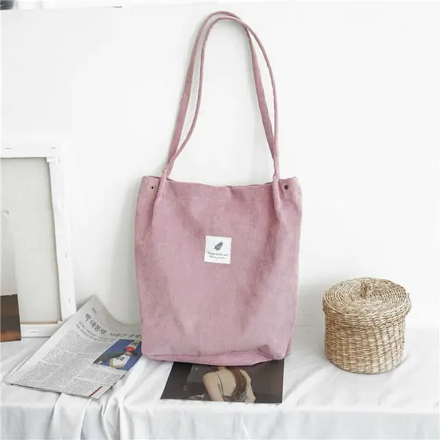 Corduroy Waterproof Shoulder Canvas Bags Women Durable materials