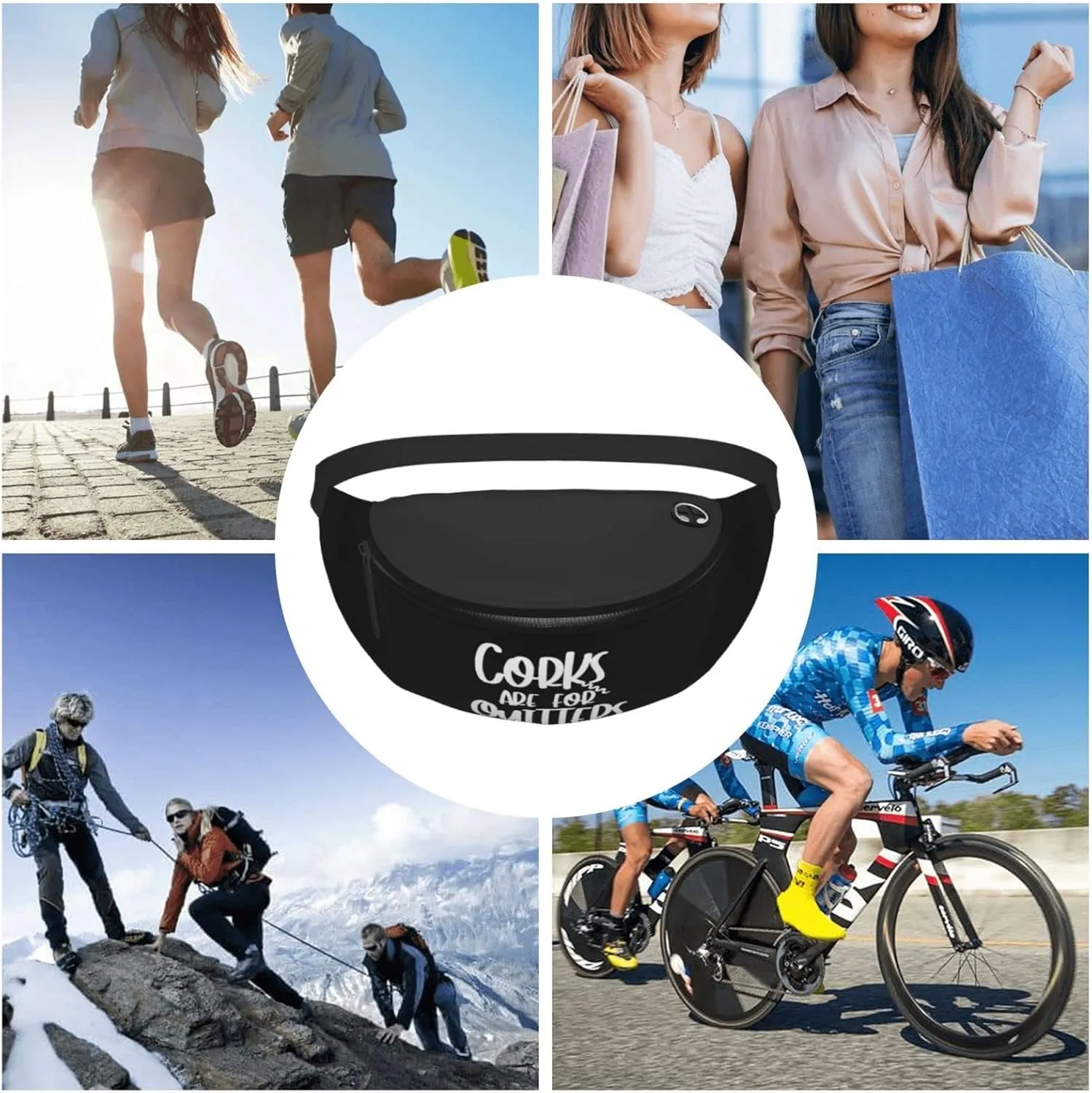 Corks Are For Quitters Adjustable Leisure Waistpack Outdoor Sports Running Waistpack Travel Phone Bag