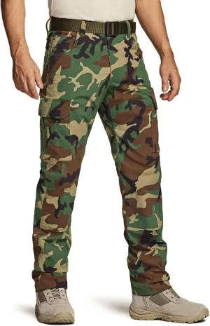 CQR Men's Flex Ripstop Work Pants, Water Resistant Tactical Pants, Outdoor Utility Operator EDC Cargo Pants