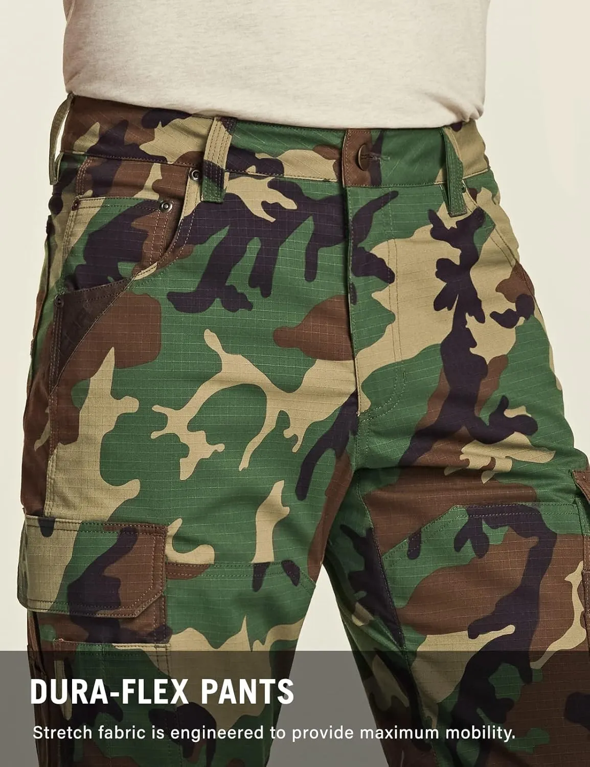 CQR Men's Flex Ripstop Work Pants, Water Resistant Tactical Pants, Outdoor Utility Operator EDC Cargo Pants