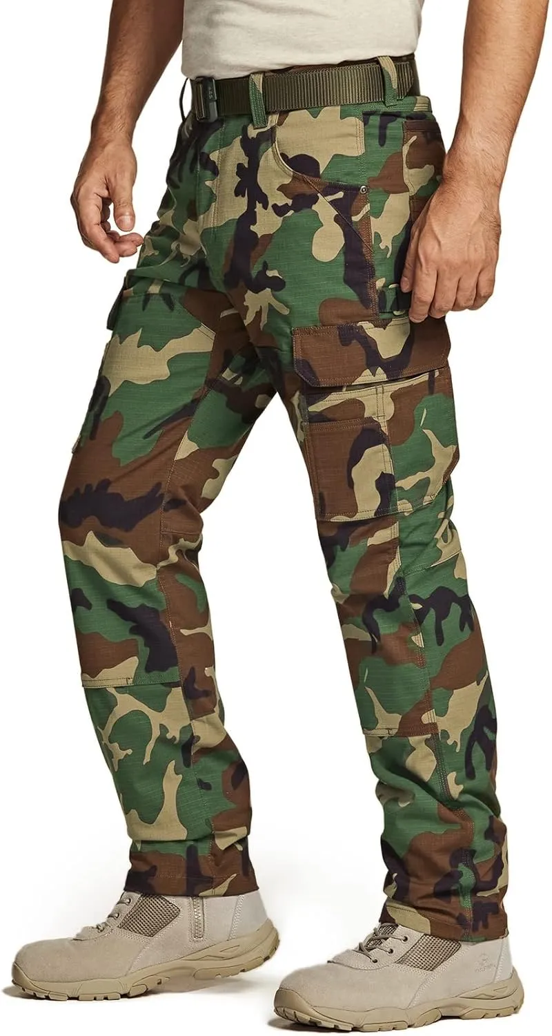 CQR Men's Flex Ripstop Work Pants, Water Resistant Tactical Pants, Outdoor Utility Operator EDC Cargo Pants