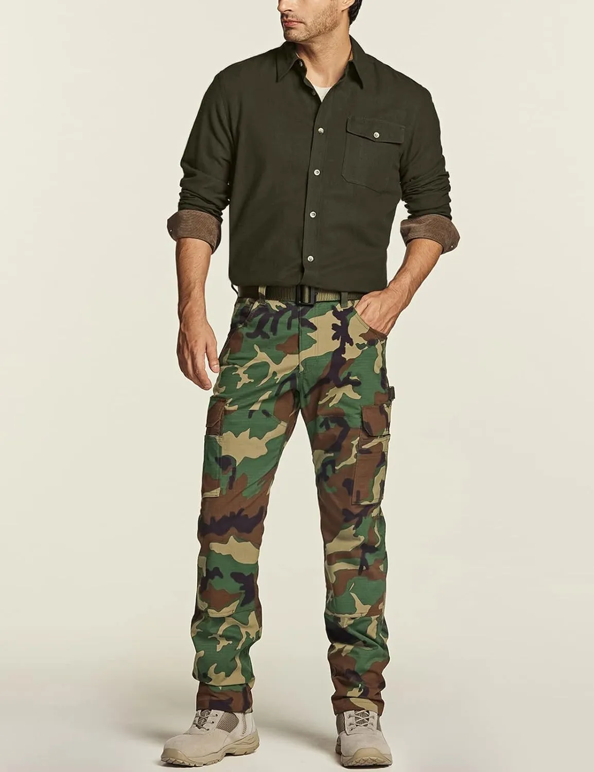 CQR Men's Flex Ripstop Work Pants, Water Resistant Tactical Pants, Outdoor Utility Operator EDC Cargo Pants