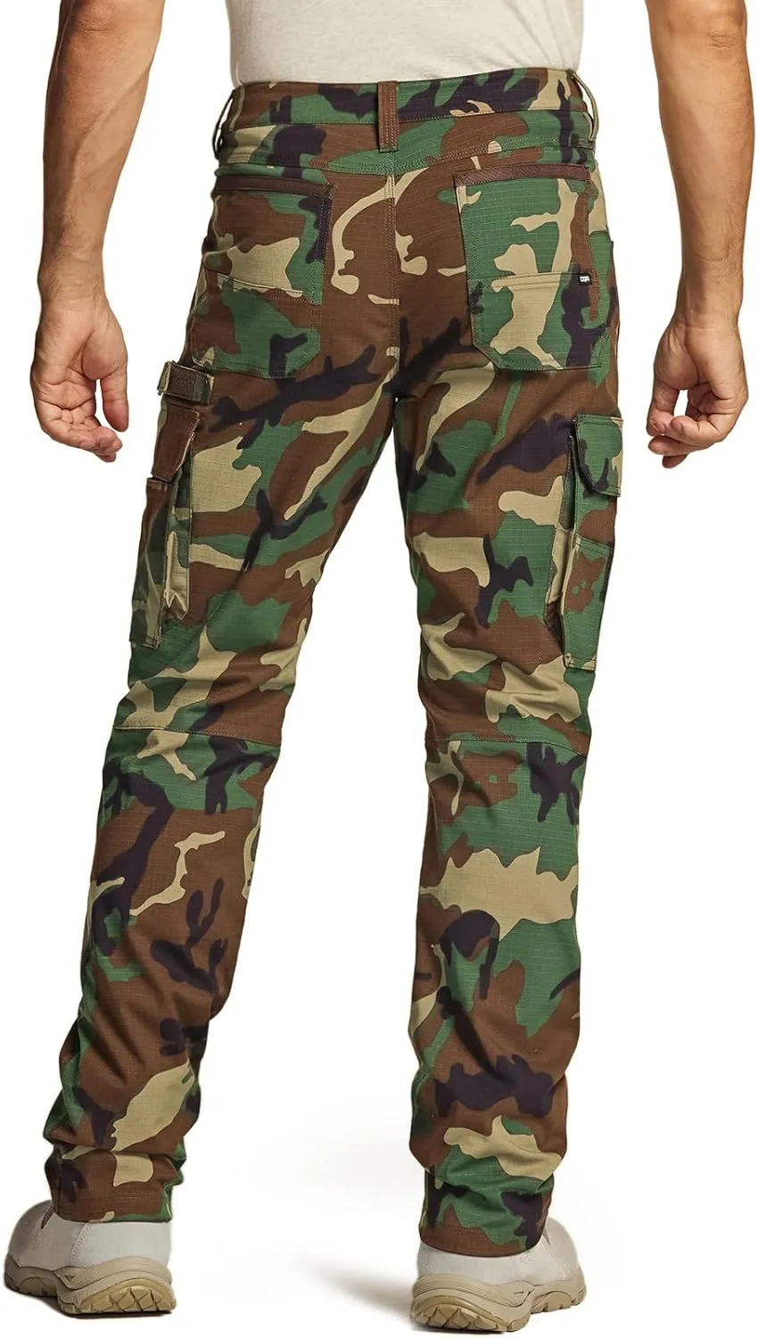 CQR Men's Flex Ripstop Work Pants, Water Resistant Tactical Pants, Outdoor Utility Operator EDC Cargo Pants
