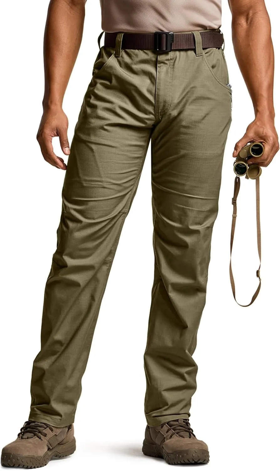 CQR Men's Utility Flex Cargo Pants, Classic-Fit Casual Stretch Work Pants, Water Resistant Lightweight Tactical Hiking Pants