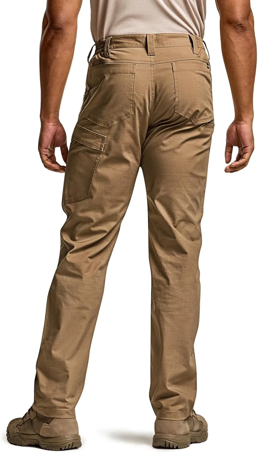 CQR Men's Utility Flex Cargo Pants, Classic-Fit Casual Stretch Work Pants, Water Resistant Lightweight Tactical Hiking Pants