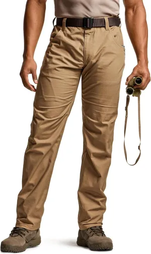 CQR Men's Utility Flex Cargo Pants, Classic-Fit Casual Stretch Work Pants, Water Resistant Lightweight Tactical Hiking Pants