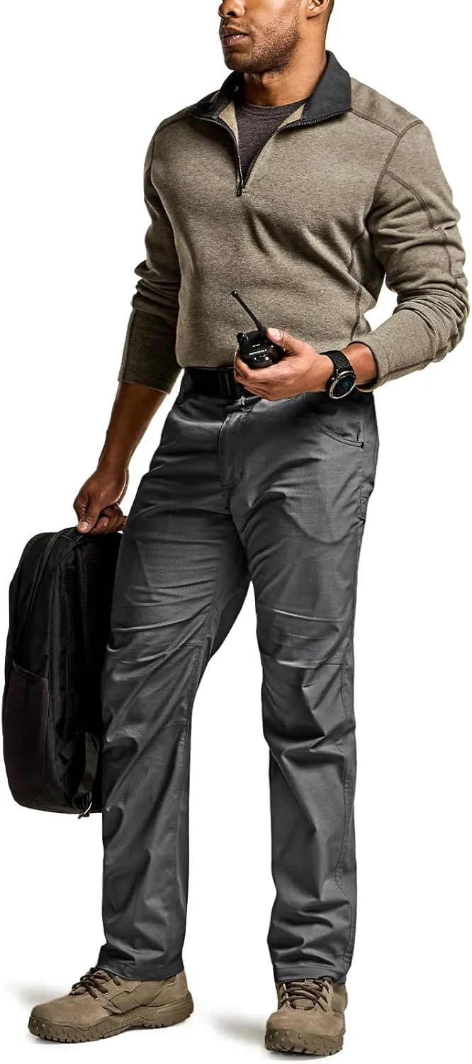 CQR Men's Utility Flex Cargo Pants, Classic-Fit Casual Stretch Work Pants, Water Resistant Lightweight Tactical Hiking Pants