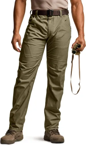 CQR Men's Utility Flex Cargo Pants, Classic-Fit Casual Stretch Work Pants, Water Resistant Lightweight Tactical Hiking Pants