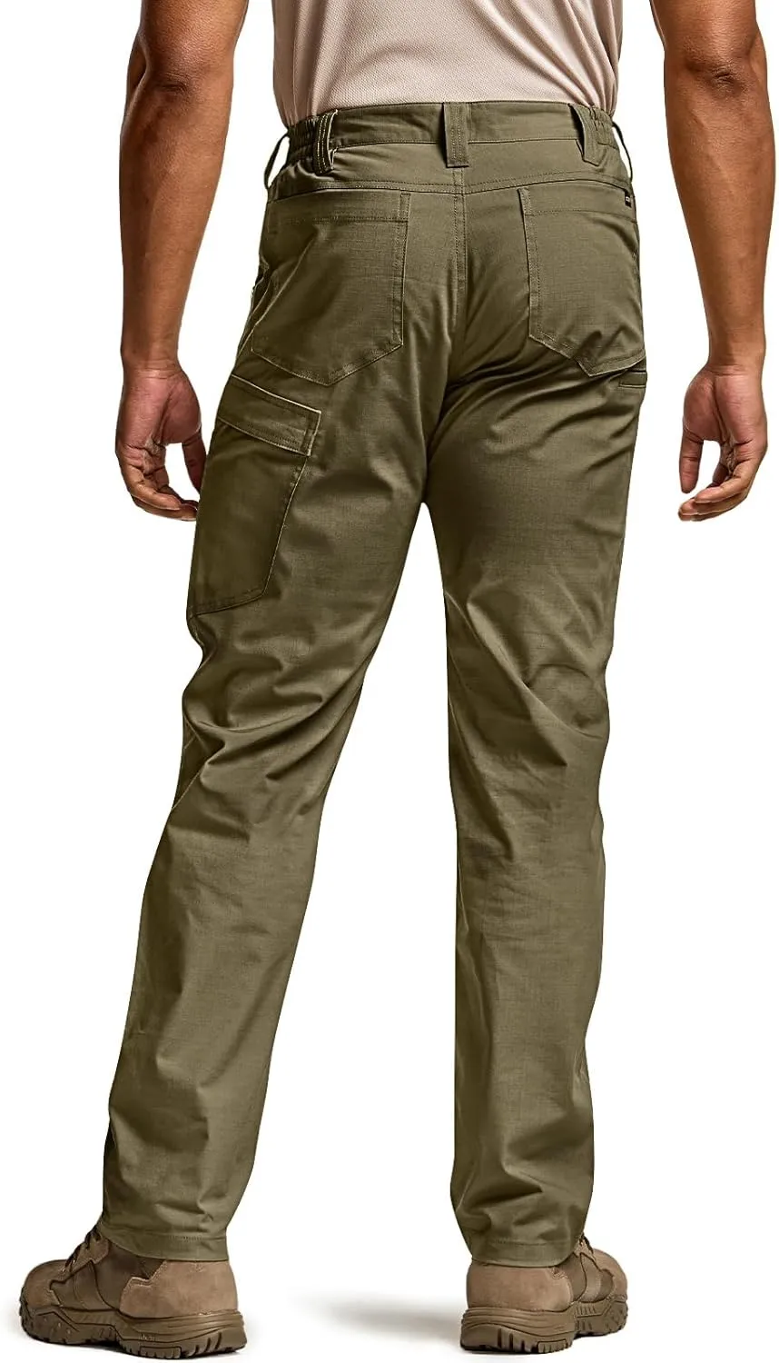 CQR Men's Utility Flex Cargo Pants, Classic-Fit Casual Stretch Work Pants, Water Resistant Lightweight Tactical Hiking Pants