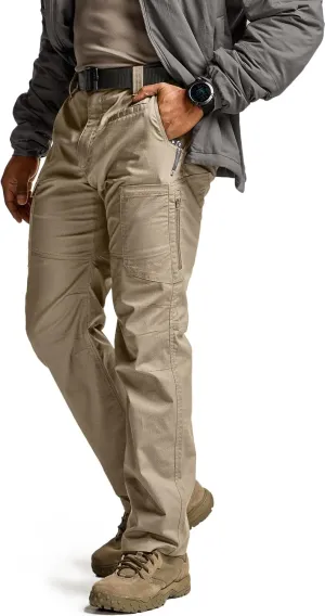 CQR Men's Utility Flex Cargo Pants, Classic-Fit Casual Stretch Work Pants, Water Resistant Lightweight Tactical Hiking Pants