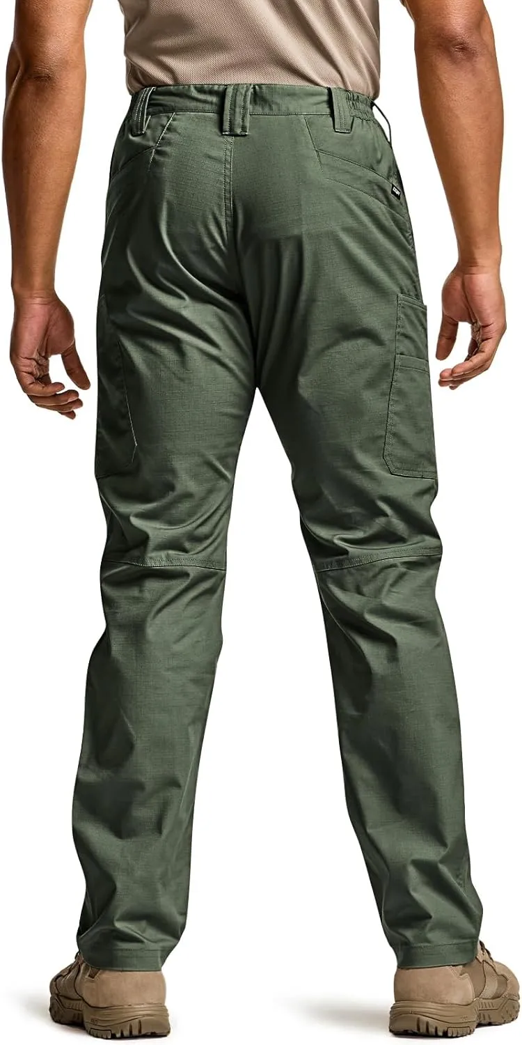 CQR Men's Utility Flex Cargo Pants, Classic-Fit Casual Stretch Work Pants, Water Resistant Lightweight Tactical Hiking Pants