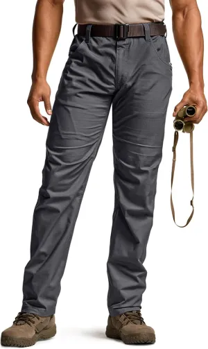 CQR Men's Utility Flex Cargo Pants, Classic-Fit Casual Stretch Work Pants, Water Resistant Lightweight Tactical Hiking Pants