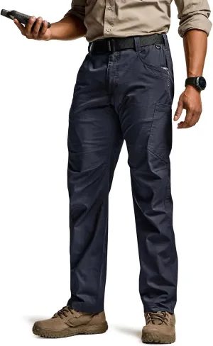 CQR Men's Utility Flex Cargo Pants, Classic-Fit Casual Stretch Work Pants, Water Resistant Lightweight Tactical Hiking Pants