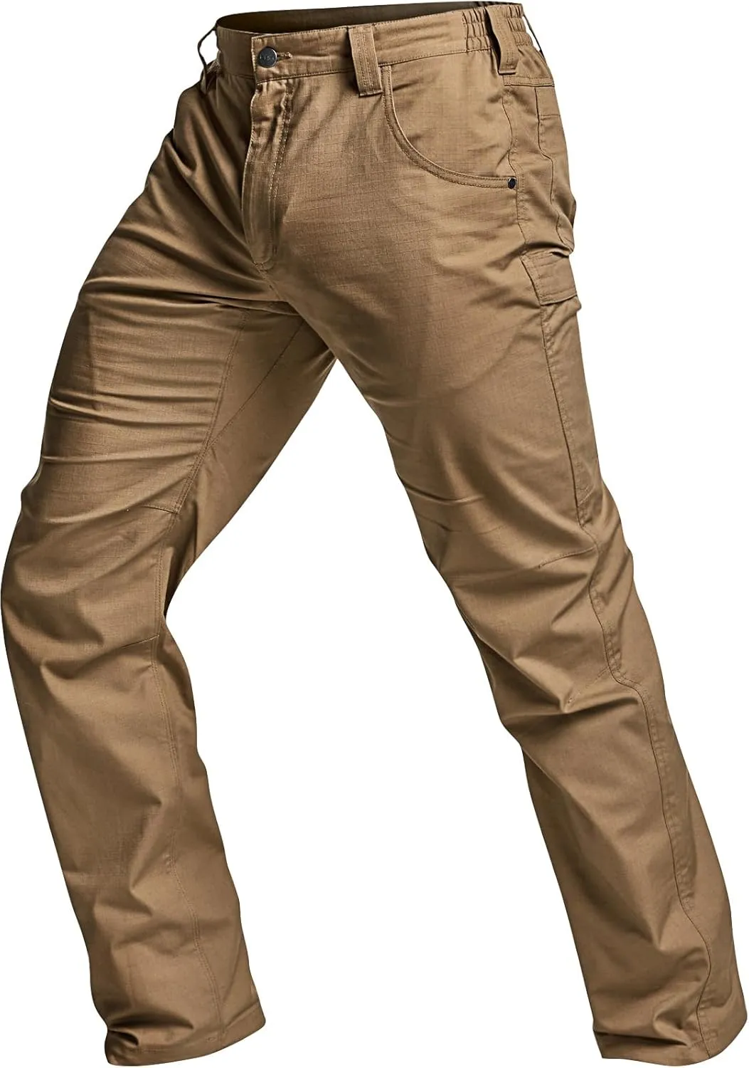 CQR Men's Utility Flex Cargo Pants, Classic-Fit Casual Stretch Work Pants, Water Resistant Lightweight Tactical Hiking Pants