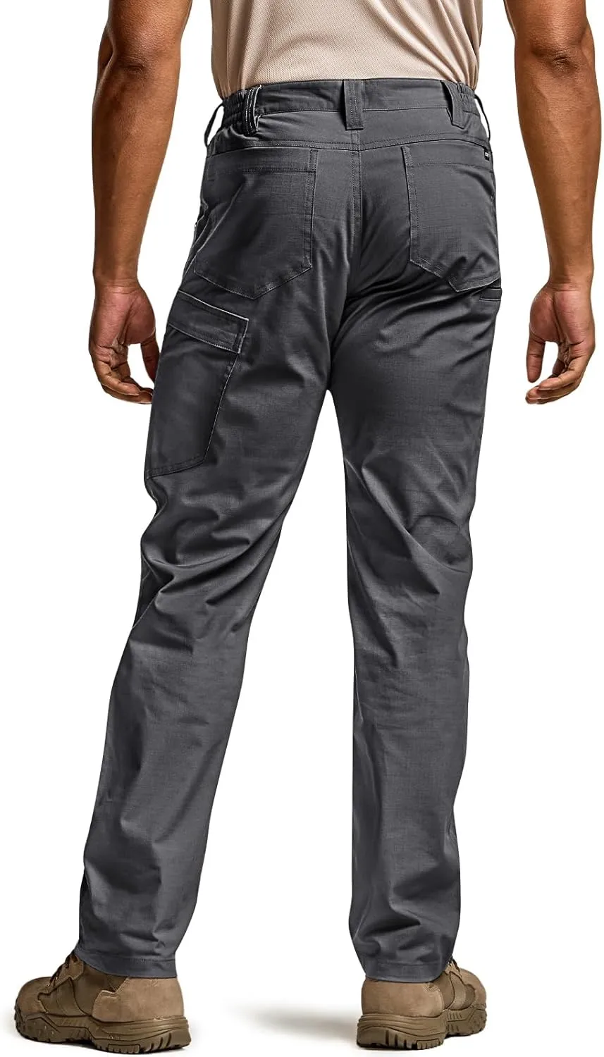 CQR Men's Utility Flex Cargo Pants, Classic-Fit Casual Stretch Work Pants, Water Resistant Lightweight Tactical Hiking Pants