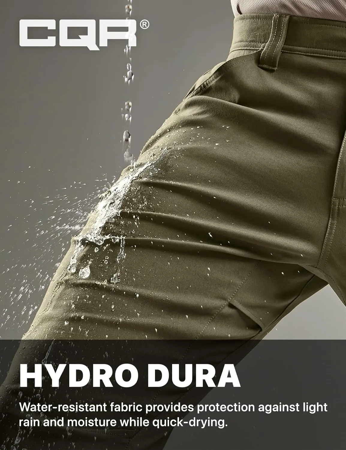 CQR Men's Vent Stretch Pants, Quick Dry Lightweight Casual Cargo Pants, Water Resistant Straight-Fit Utility Work Pants