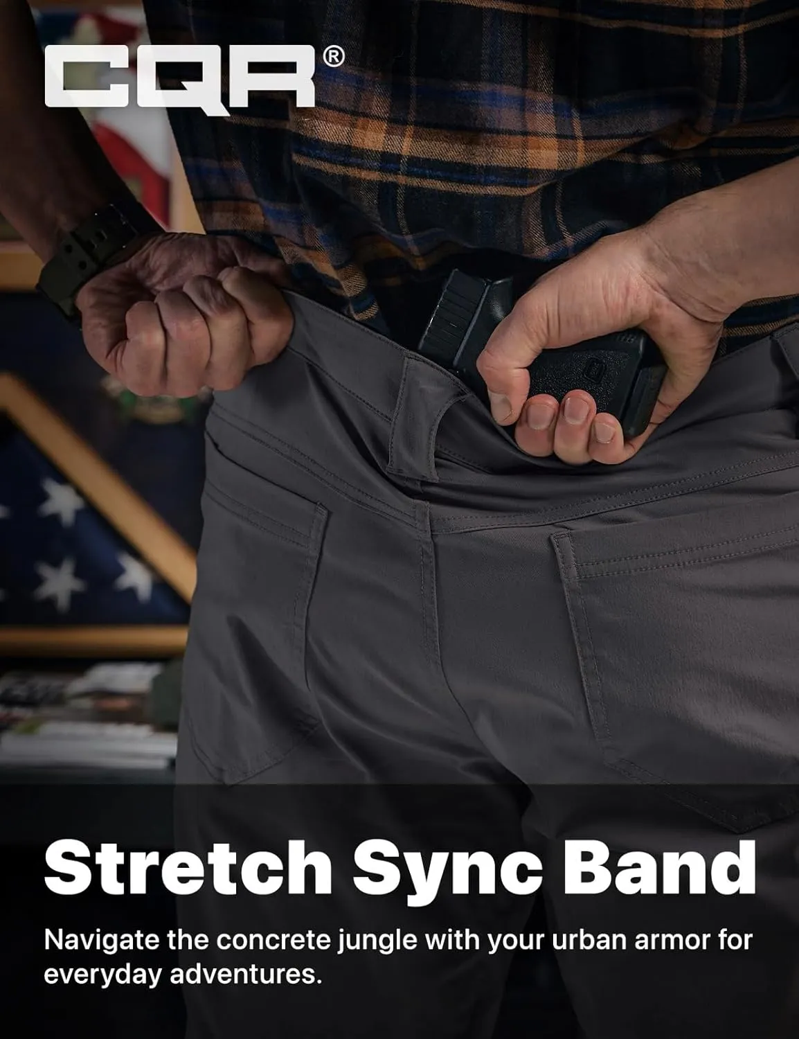 CQR Men's Vent Stretch Pants, Quick Dry Lightweight Casual Cargo Pants, Water Resistant Straight-Fit Utility Work Pants