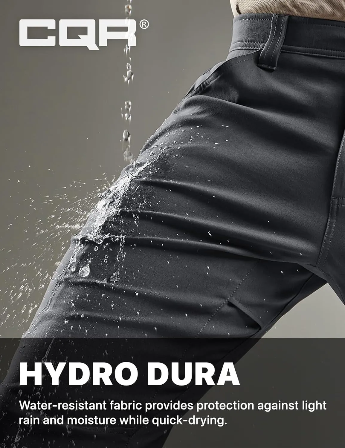 CQR Men's Vent Stretch Pants, Quick Dry Lightweight Casual Cargo Pants, Water Resistant Straight-Fit Utility Work Pants