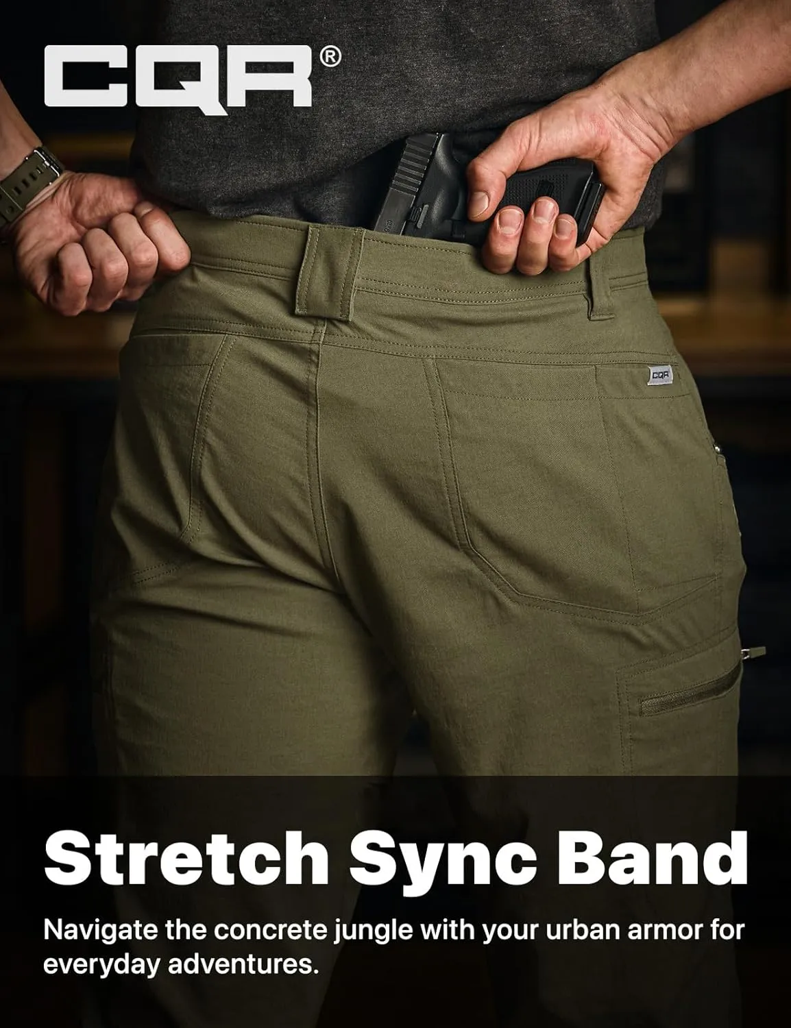 CQR Men's Vent Stretch Pants, Quick Dry Lightweight Casual Cargo Pants, Water Resistant Straight-Fit Utility Work Pants