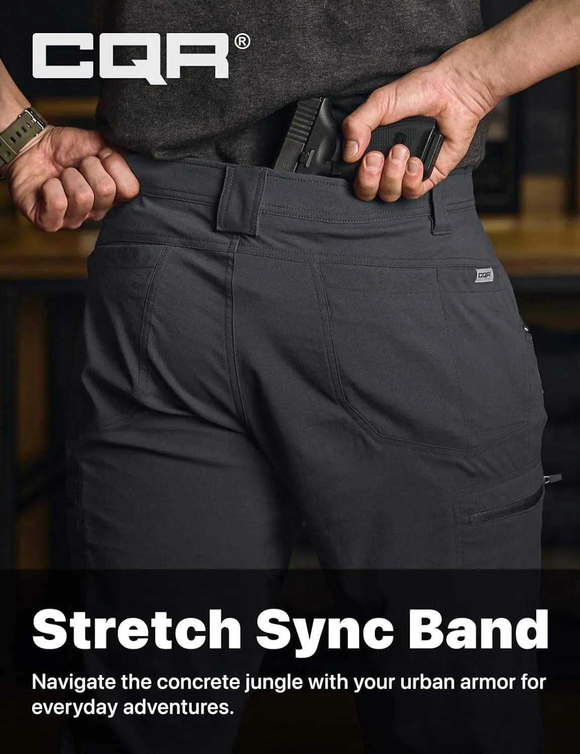 CQR Men's Vent Stretch Pants, Quick Dry Lightweight Casual Cargo Pants, Water Resistant Straight-Fit Utility Work Pants