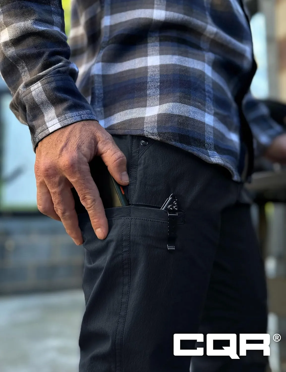 CQR Men's Vent Stretch Pants, Quick Dry Lightweight Casual Cargo Pants, Water Resistant Straight-Fit Utility Work Pants