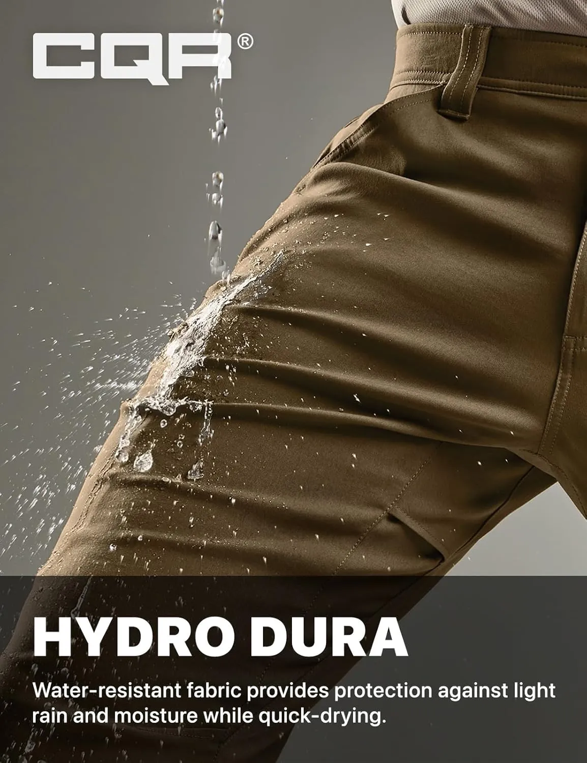 CQR Men's Vent Stretch Pants, Quick Dry Lightweight Casual Cargo Pants, Water Resistant Straight-Fit Utility Work Pants