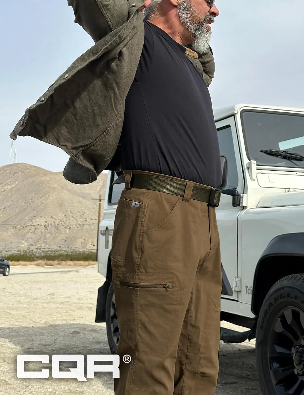 CQR Men's Vent Stretch Pants, Quick Dry Lightweight Casual Cargo Pants, Water Resistant Straight-Fit Utility Work Pants