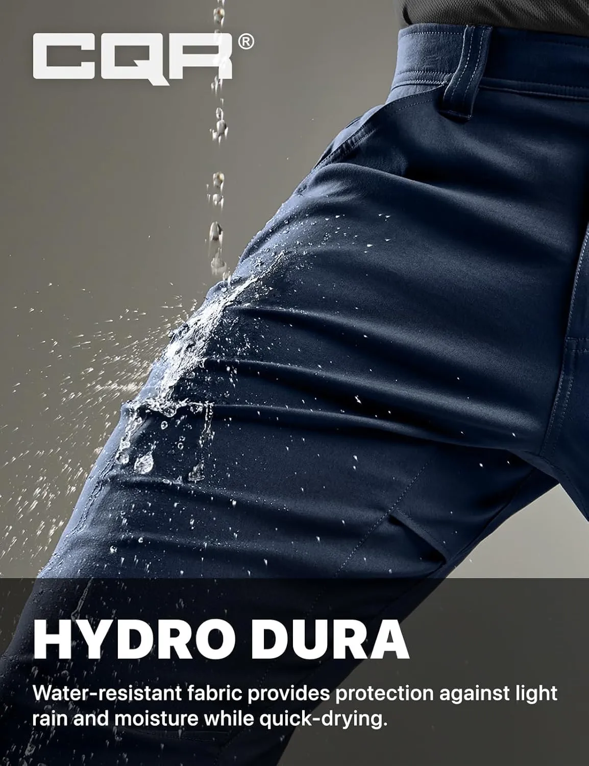 CQR Men's Vent Stretch Pants, Quick Dry Lightweight Casual Cargo Pants, Water Resistant Straight-Fit Utility Work Pants