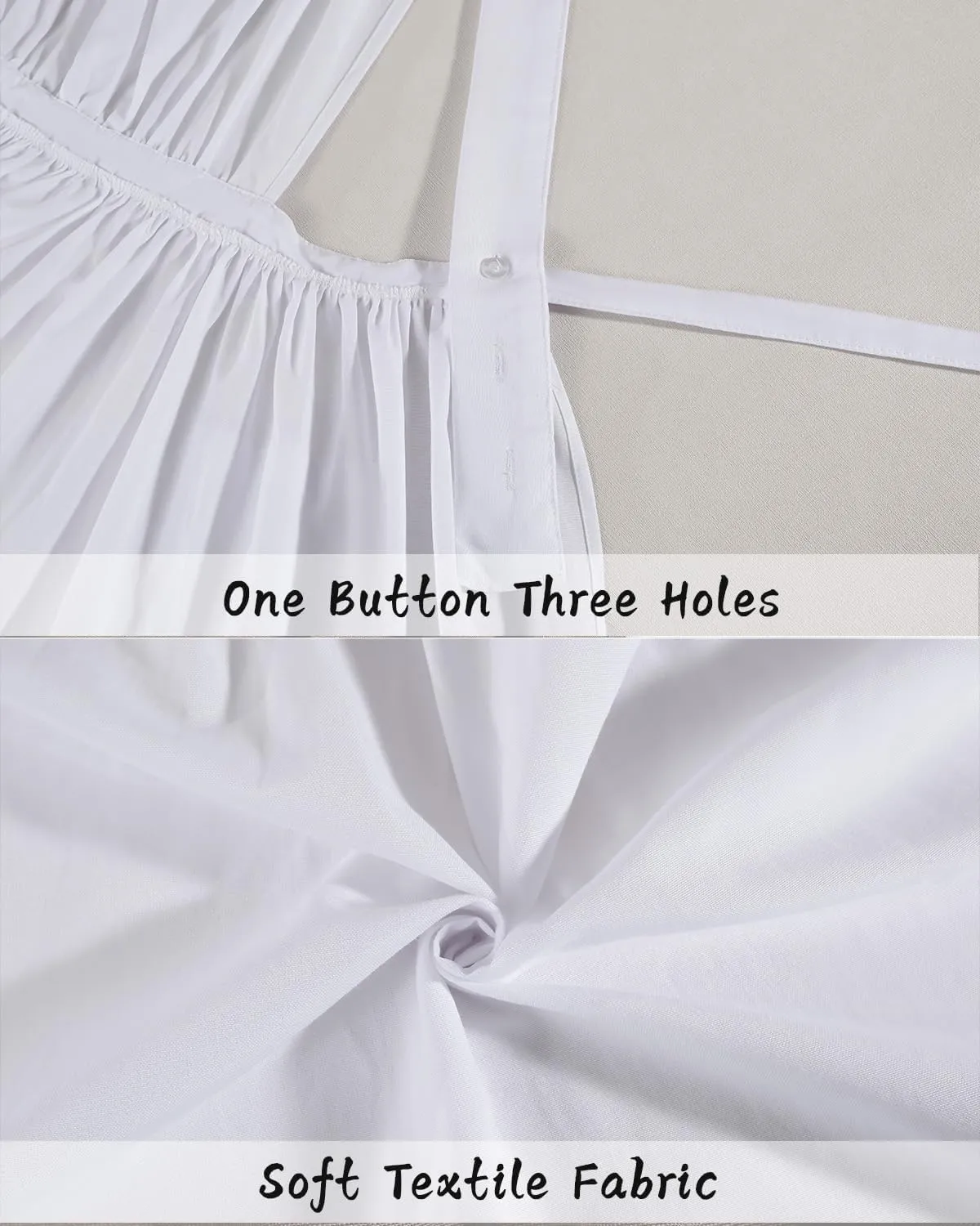 CR ROLECOS White Vintage Maid Ruffle Apron for Women Colonial Pioneer Peasant Apron Pinafore Adjustable Kitchen Gift