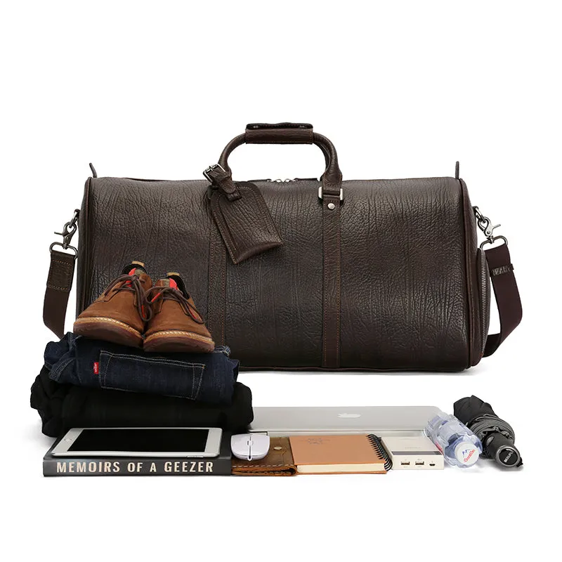 Crafted Vintage Leather Zipper Large Men’s Travel Duffel Bag