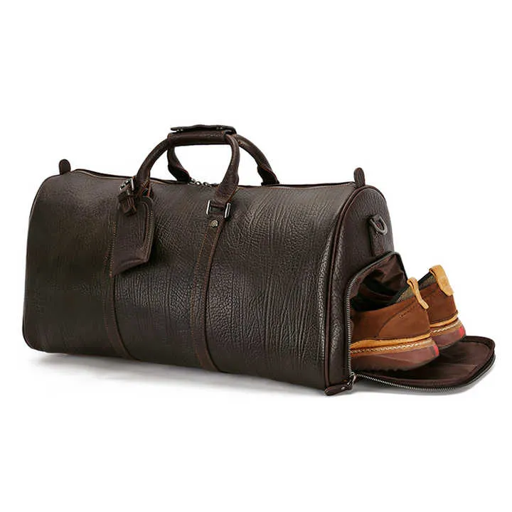 Crafted Vintage Leather Zipper Large Men’s Travel Duffel Bag