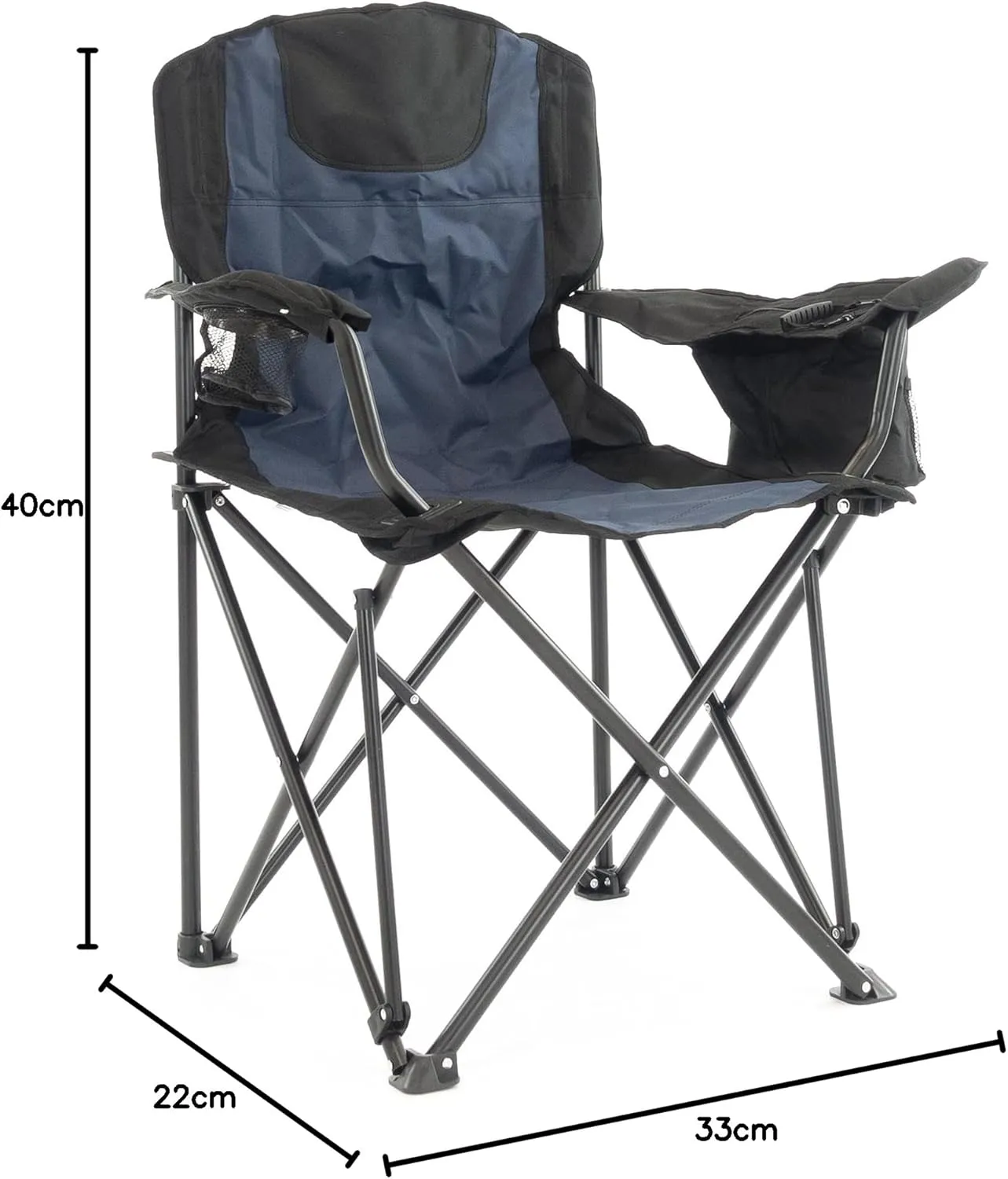 Creative Outdoor Luxurious Folding Chair - Durable Water Bottle Holder - Built-in Cooler Storage Bag - Compact Design (Navy & Black)