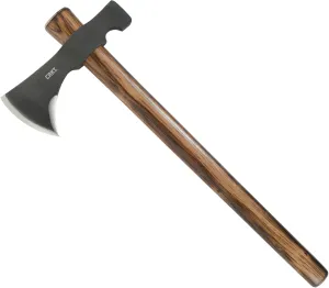 CRKT Black Woods Chogan Tomahawk Axe: RMJ T-Hawk Lightweight Outdoor Camping Axe with Hammerhead, Forged Carbon Steel Blade, Hickory Wooden Handle, Includes Sheath 2730KS