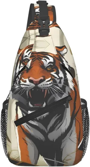 Cross Chest Bag Diagonally - Quality, Durable, and Spacious Shoulder Bag for Men and Women Serious Tiger Prints