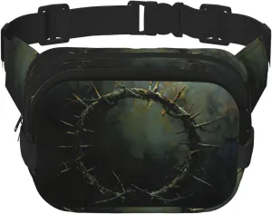 Crown Of Thorns Print Square Double Layer Waist Bag,Fashionable Unisex,Perfect For Running,Travel And Fitness
