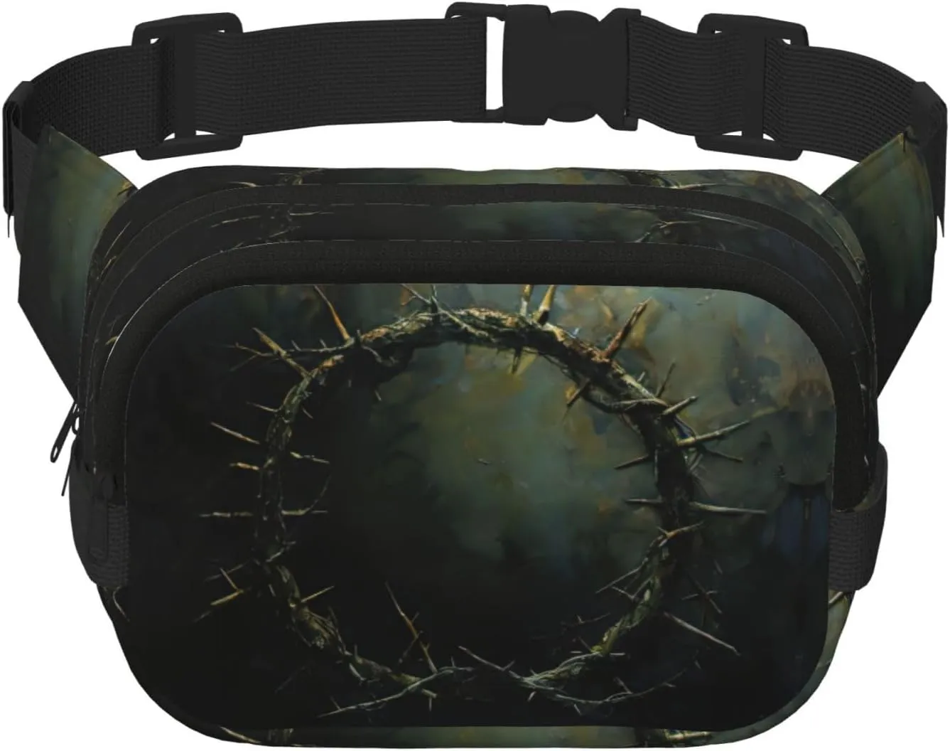 Crown Of Thorns Print Square Double Layer Waist Bag,Fashionable Unisex,Perfect For Running,Travel And Fitness