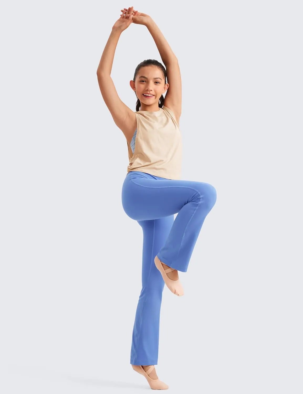 CRZ YOGA Girls Butterluxe Flare Leggings - Kids High Waist Bell Bottoms Bootcut Lounge Casual Active Yoga Dance Pants