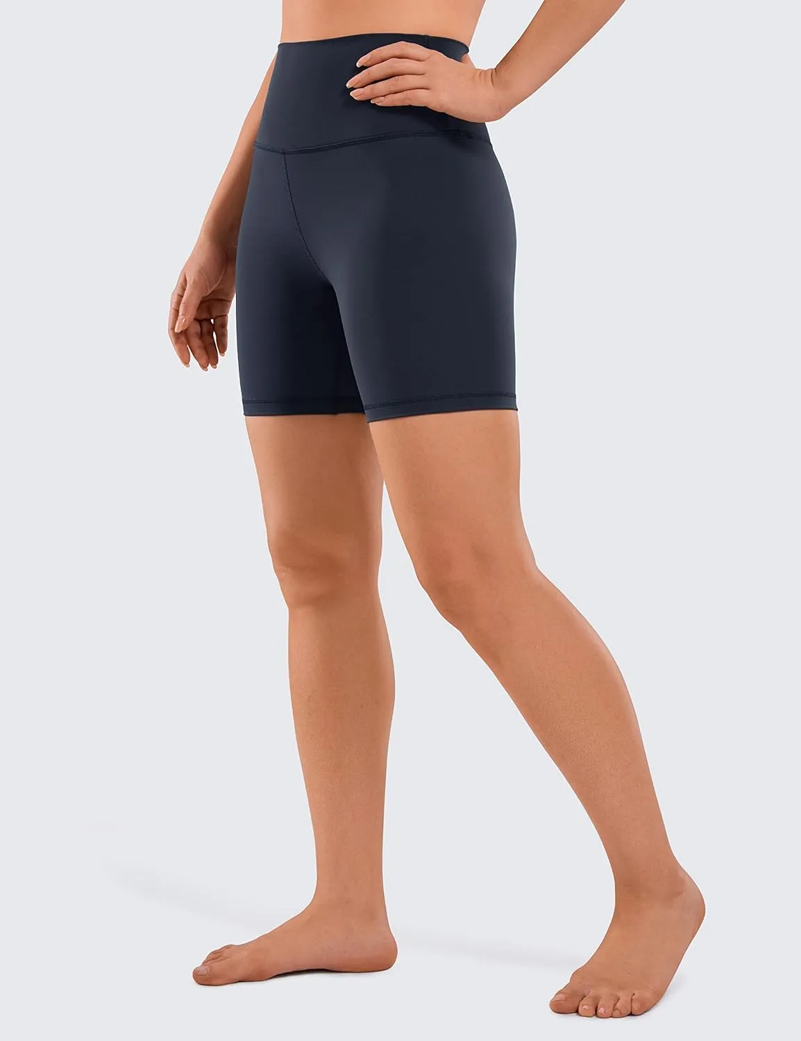 CRZ YOGA Women's Naked Feeling Biker Shorts - 6 Inches High Waist Yoga Workout Running Gym Spandex