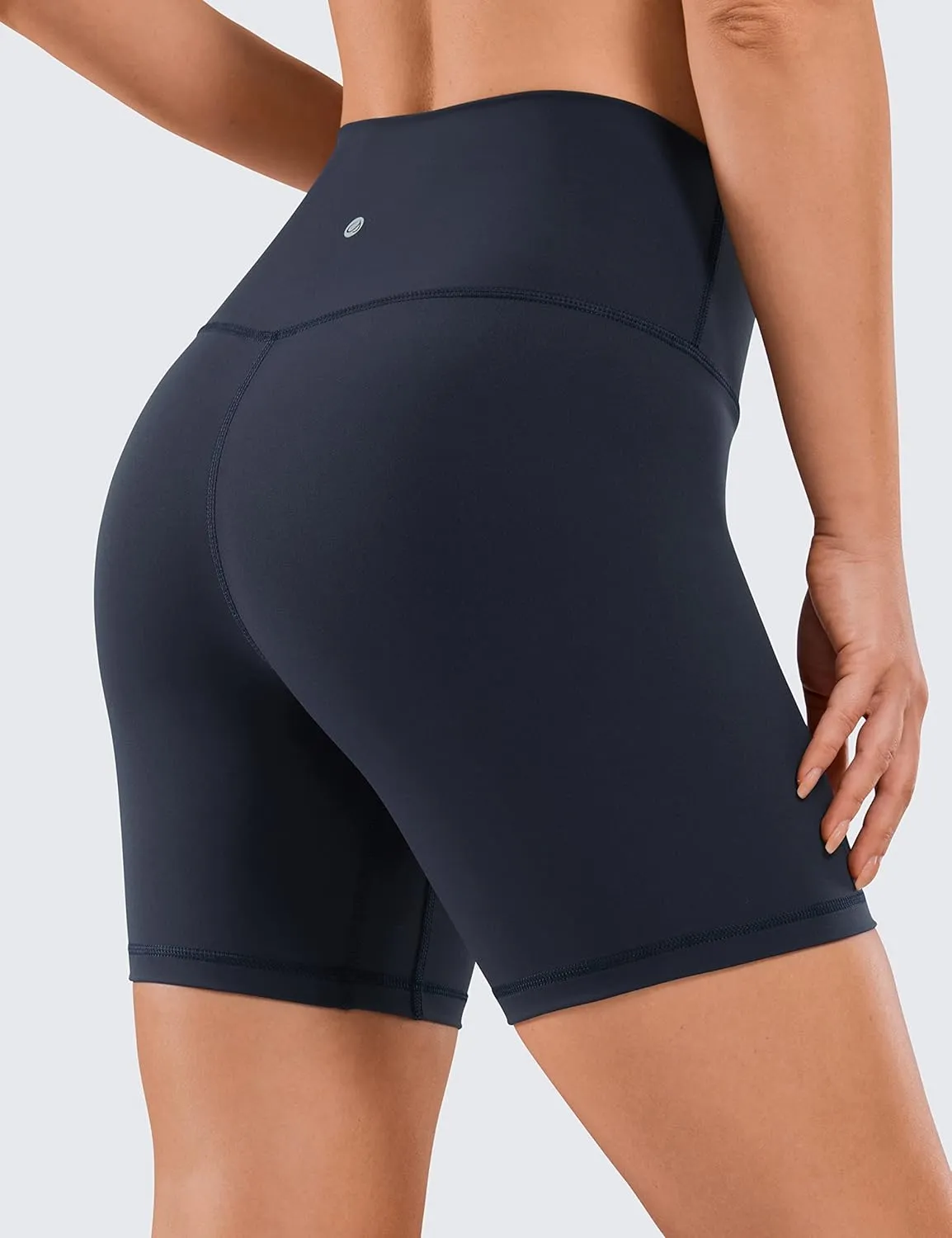 CRZ YOGA Women's Naked Feeling Biker Shorts - 6 Inches High Waist Yoga Workout Running Gym Spandex
