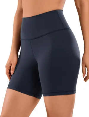 CRZ YOGA Women's Naked Feeling Biker Shorts - 6 Inches High Waist Yoga Workout Running Gym Spandex