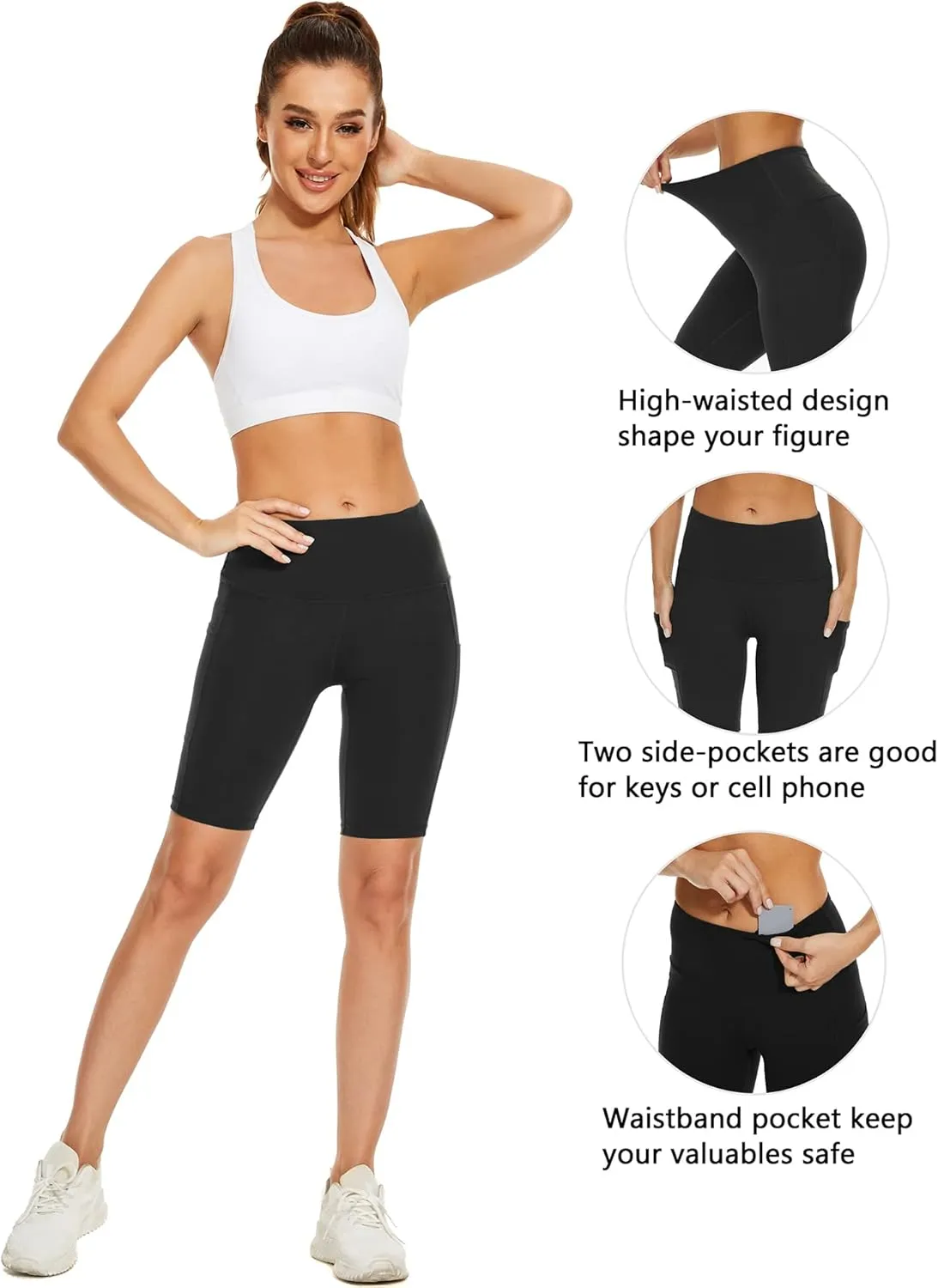 Custer's Night High Waist Out Pocket Yoga Short Tummy Control Workout Running 4 Way Stretch Yoga Leggings