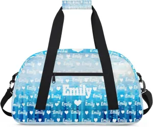 Custom Bag Name Duffel Bag Sports Dance Bags Travel Sports Gym Bag for Women and Men, Large Dance Workout Bag for Dancers, Water Blue Color