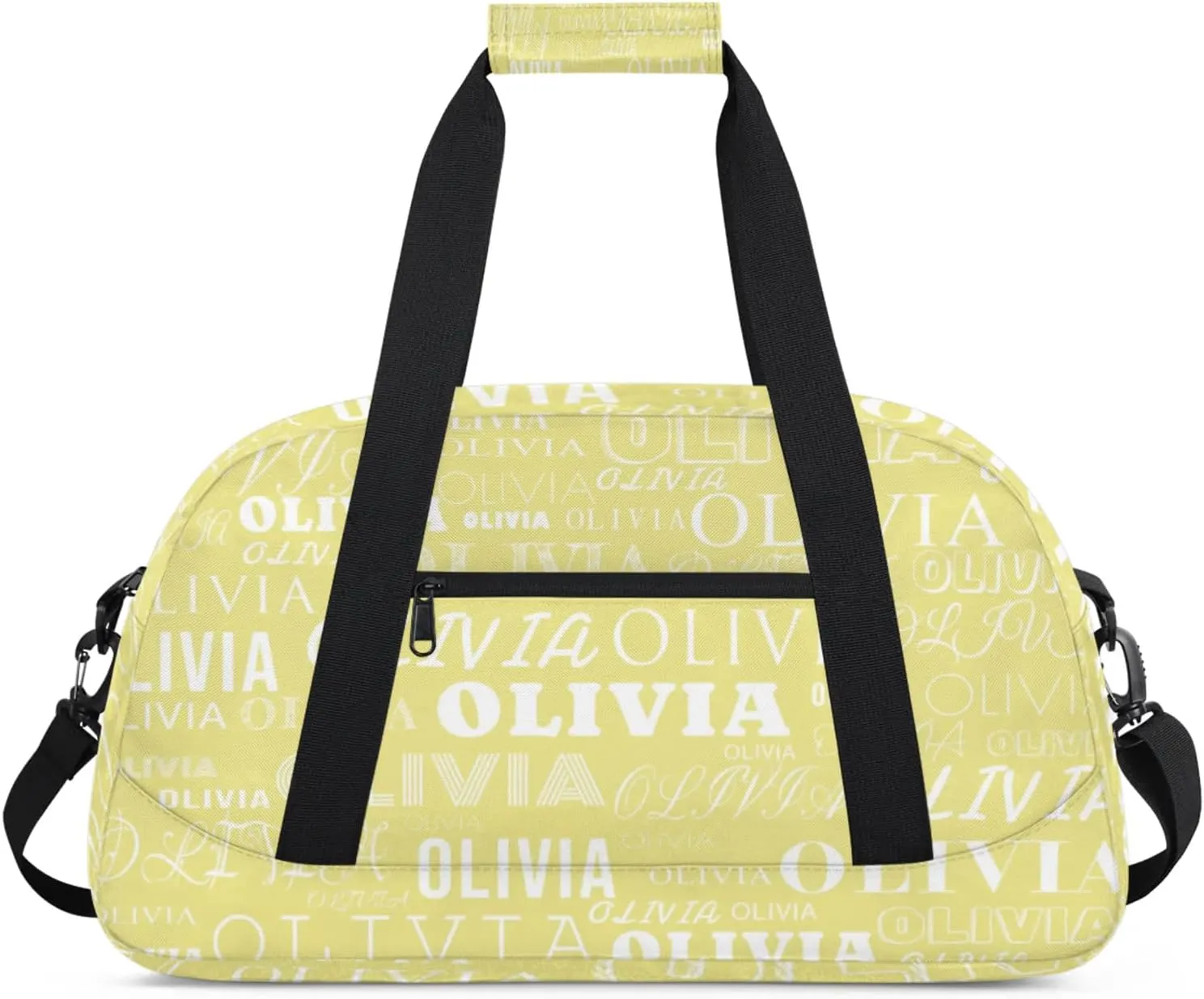 Custom Kids Duffel Bag with Your Name Lightweight Waterproof Personalized Sports Gym Bag with Front Zipper Pocket Foldable Weekender Overnight Bag for School Practice Gymnastic Ballet Khaki Color