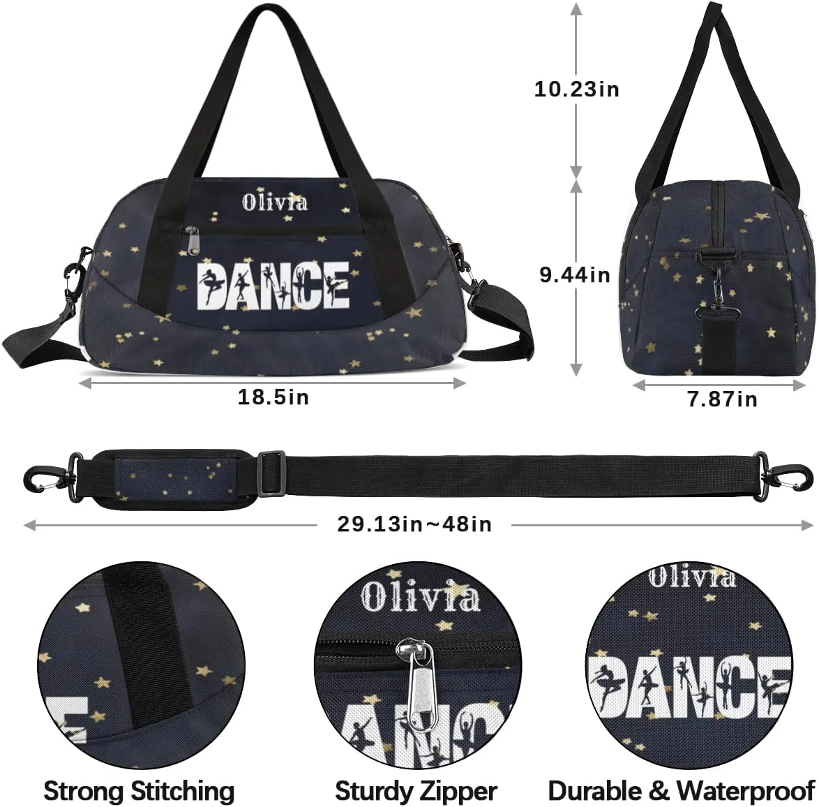 Custom Kids Duffel Overnight Bag Personalized Dance Bag Travel Duffel Bag for Girls Boys Customized Kids Gifts- Ballet dance 2