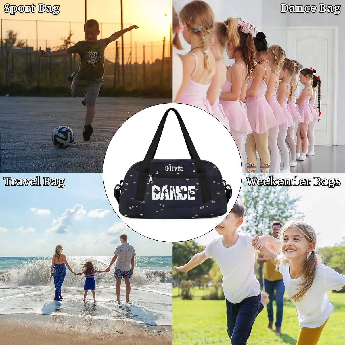 Custom Kids Duffel Overnight Bag Personalized Dance Bag Travel Duffel Bag for Girls Boys Customized Kids Gifts- Ballet dance 2