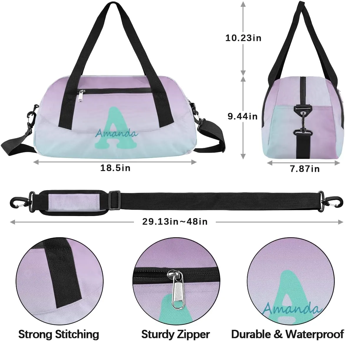 Custom Kids Duffel Overnight Bag Personalized Your Name or Text Kids Duffel Bag for Girls Boys Customized Kids Gifts