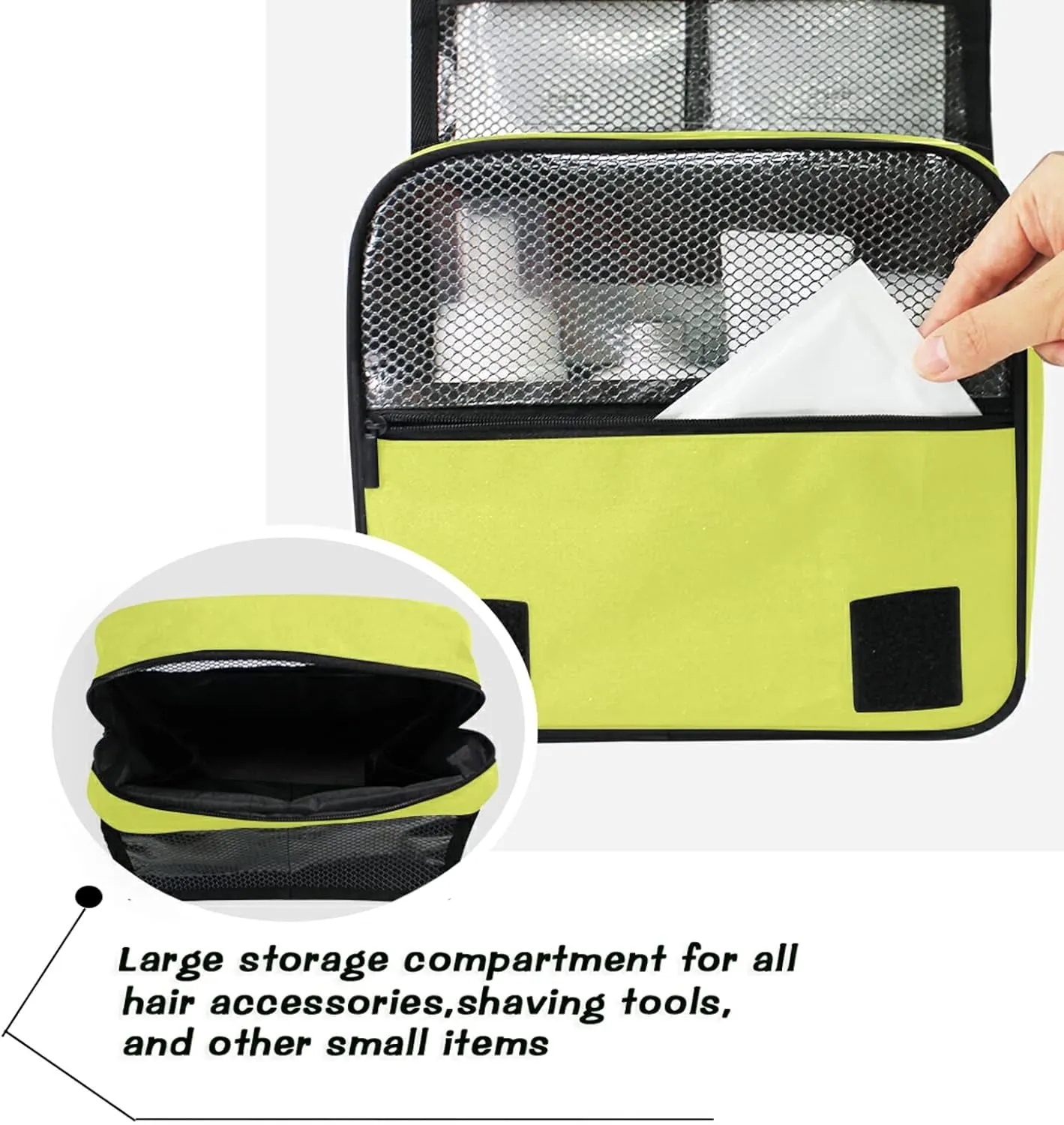 Custom Light Yellow Travel Hanging Toiletry Bag Personalized Makeup Large Customized Cosmetic Bag Toiletry Organizer Waterproof for Women Girl Toiletries Cosmetics