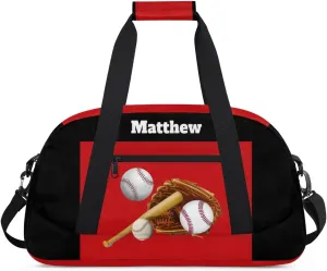 Custom Named Sports Ball Bag for Boys, Gym Bag Sports Travel Duffle Bag Tote Dance Training Carry On Weekend Sports Bag, Baseball with Gloves Sports